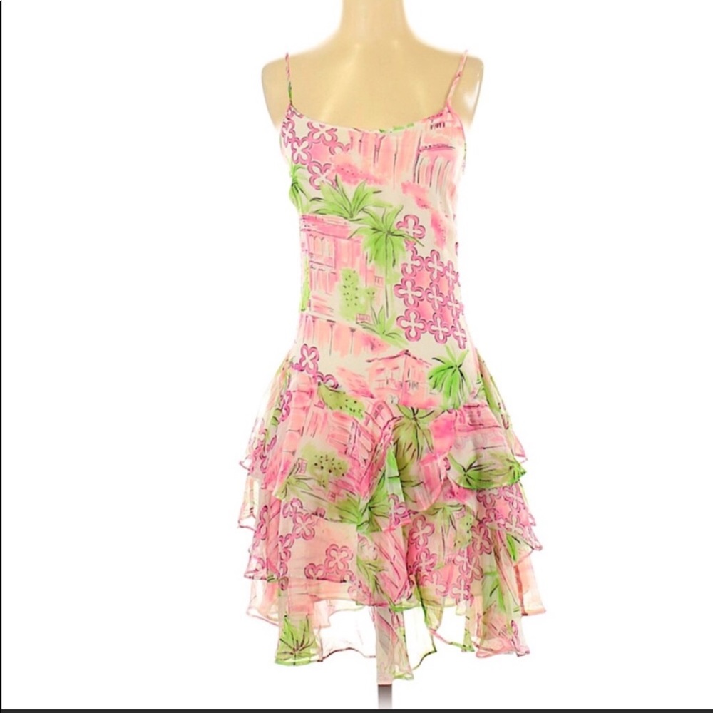 NWOT, Lily Pulitzer Silk Tiered Ruffle Hem Dress